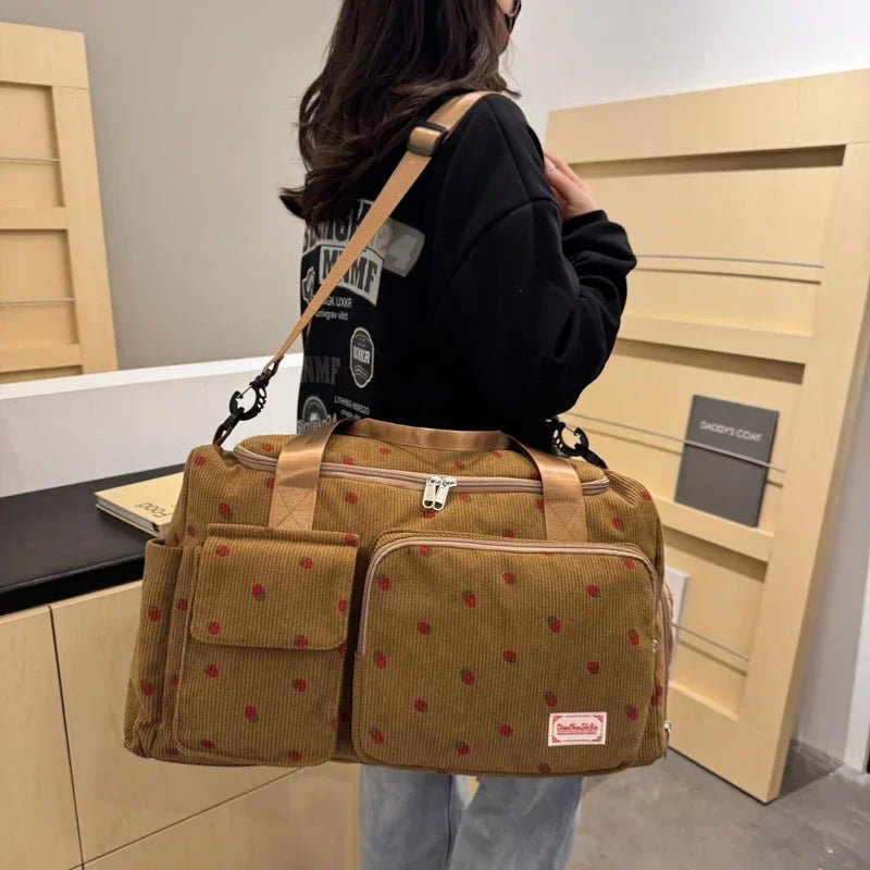 2025 Corduroy Travel Diaper Bag – Large Capacity, Shoe Compartment, Chic &amp; Casual Style | Kalinatur™ 