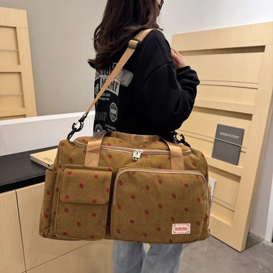 2025 Corduroy Travel Diaper Bag – Large Capacity, Shoe Compartment, Chic &amp; Casual Style | Kalinatur™ 
