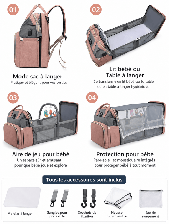 Sac à Langer, Lit intégré , Port USB Kalinatur