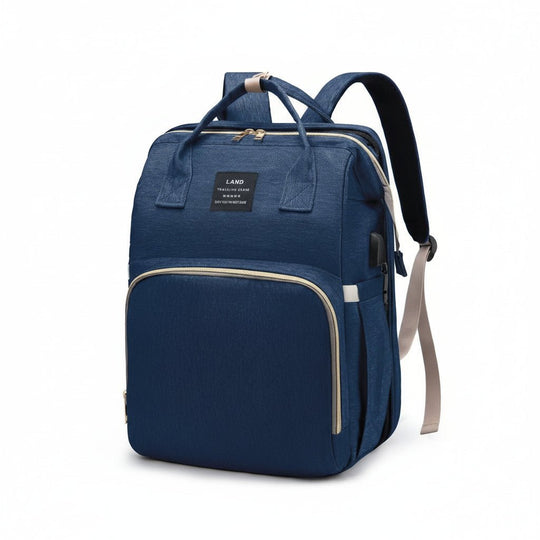 Sac à langer Kalinatur bleu foncé grande capacité avec poches avant.