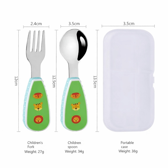 Set Cuillère et Fourchette Bébé en Acier Inoxydable Kalinatur