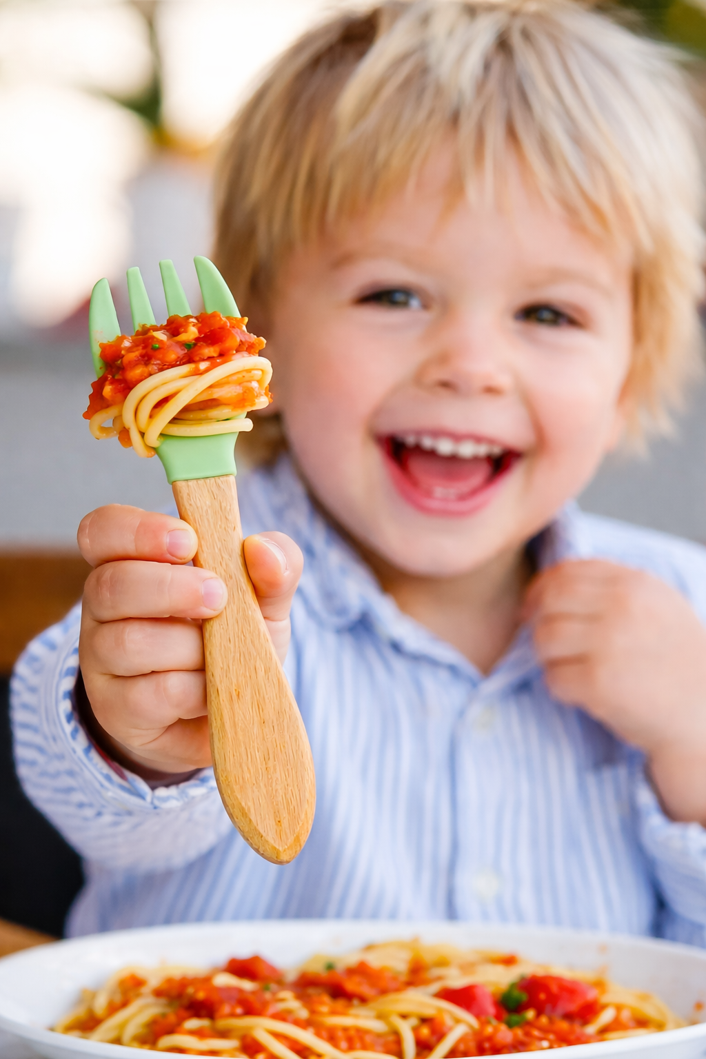 Set Cuillère et Fourchette Bébé en Silicone et Bois – Sans BPA Kalinatur