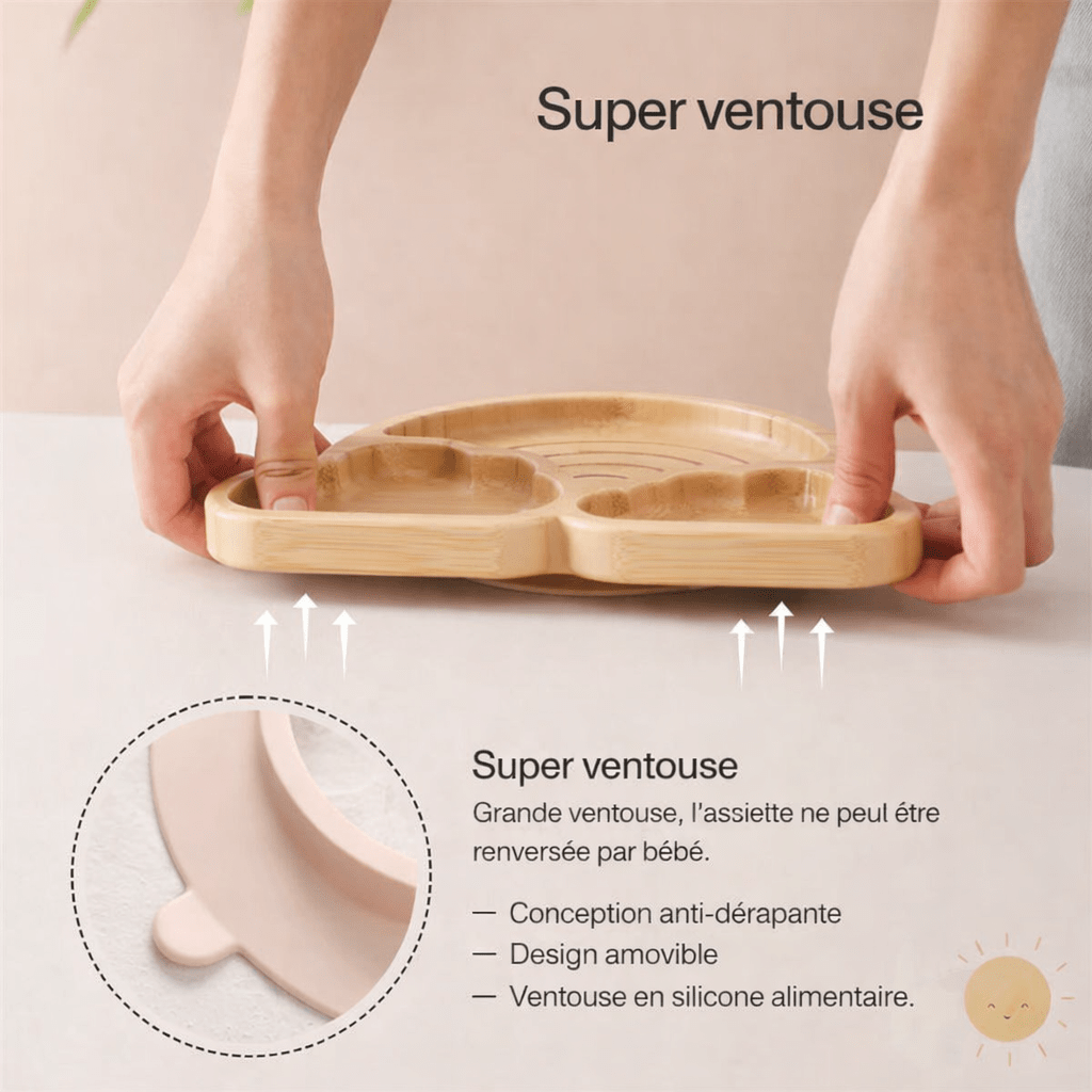 Set Repas Bébé Dinosaure en Silicone et Bambou Kalinatur