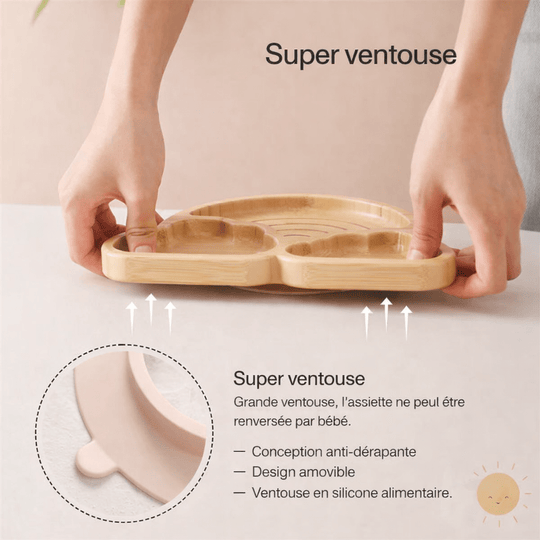 Set Repas Bébé Dinosaure en Silicone et Bambou Kalinatur