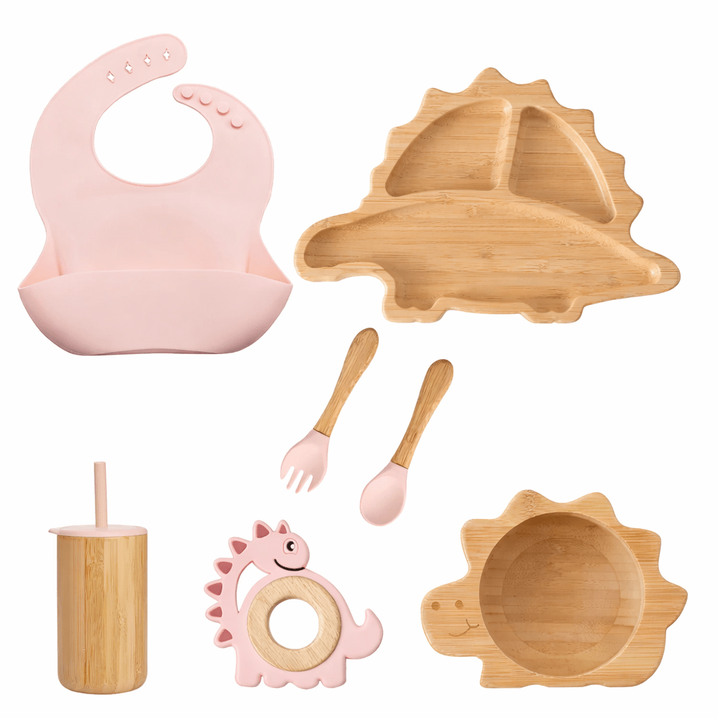 Set Repas Bébé Dinosaure en Silicone et Bambou Kalinatur