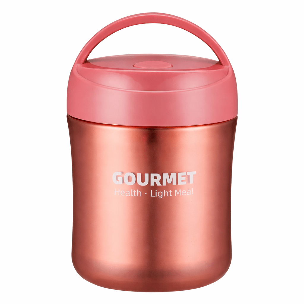 Thermos alimentaire 500 ml en acier inoxydable rouge avec couvercle et poignée pour transporter soupe et repas chauds