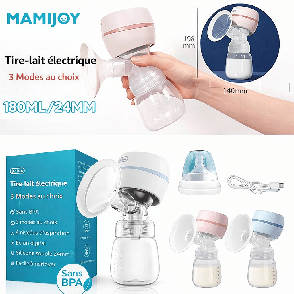 Tire-lait électrique portable 180ml 24mm sans BPA avec écran digital et accessoires