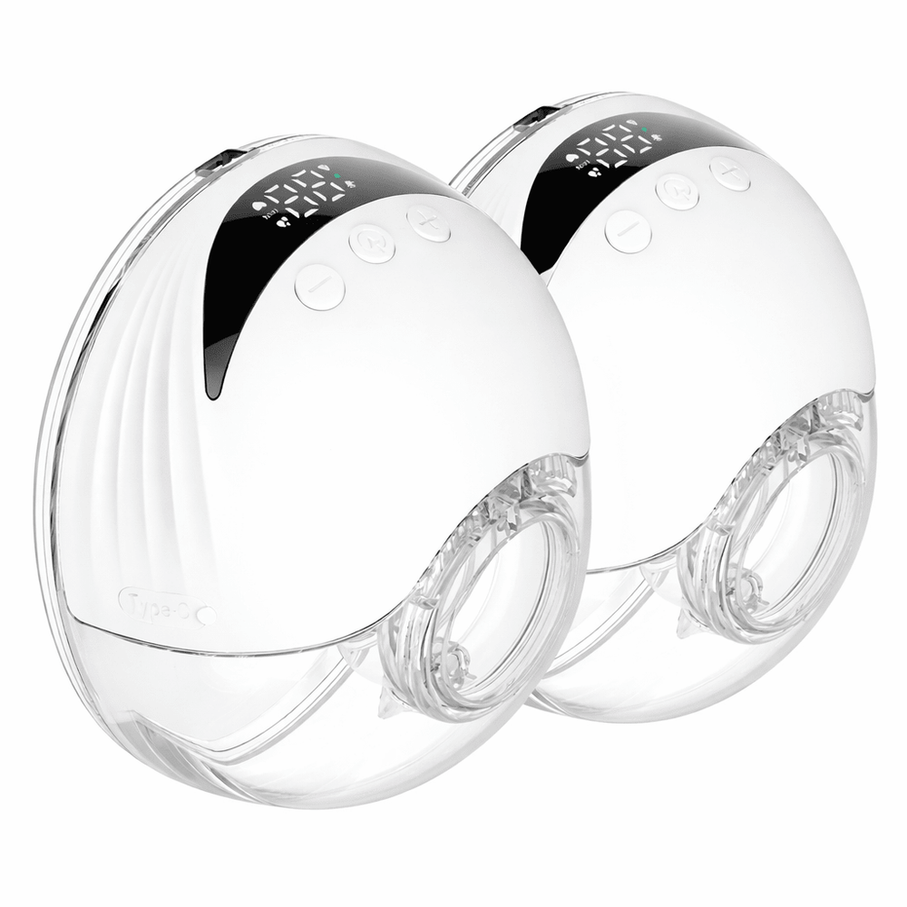 Tire-lait électrique mains libres double portable blanc avec écran digital, silencieux, rechargeable USB, extraction confortable du lait maternel