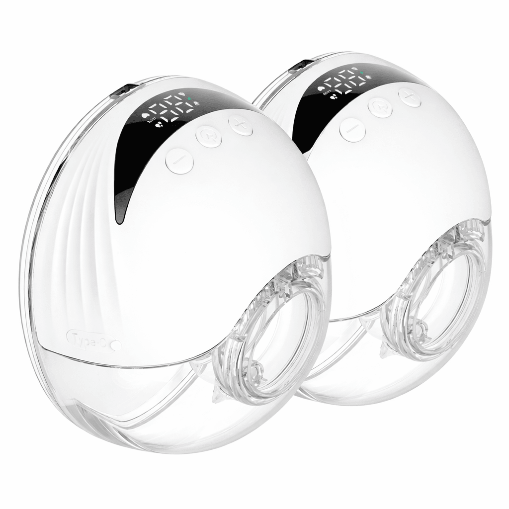 Tire-lait électrique mains libres double portable blanc avec écran digital, silencieux, rechargeable USB, extraction confortable du lait maternel