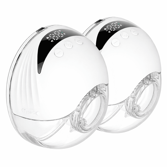 Tire-lait électrique mains libres double portable blanc avec écran digital, silencieux, rechargeable USB, extraction confortable du lait maternel