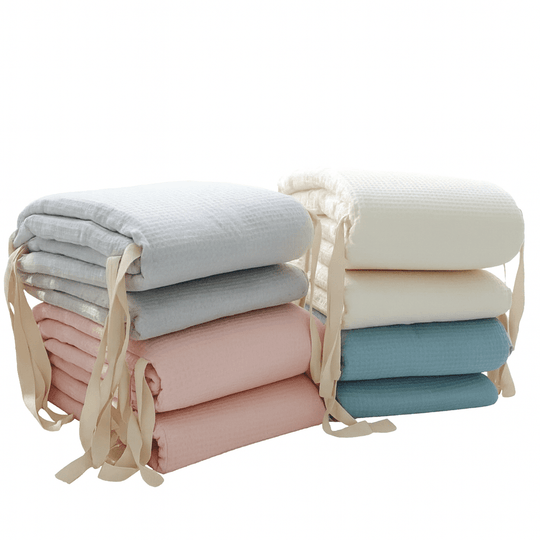 Protector de cuna de algodón, transpirable y lavable