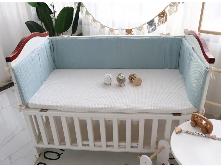 Protector de cuna de algodón, transpirable y lavable