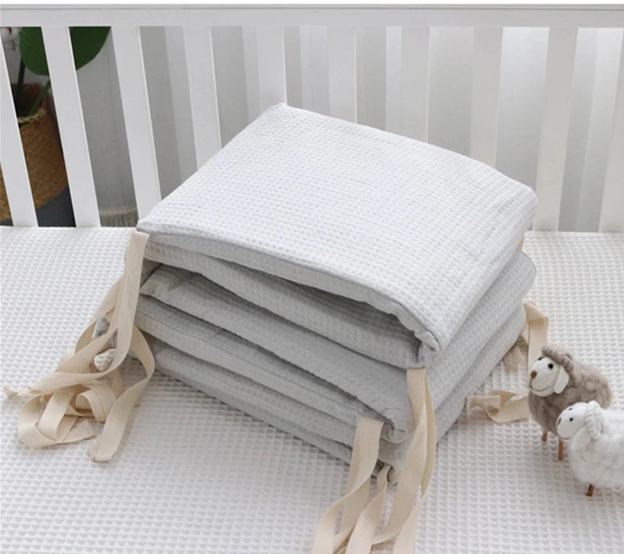 Protector de cuna de algodón, transpirable y lavable