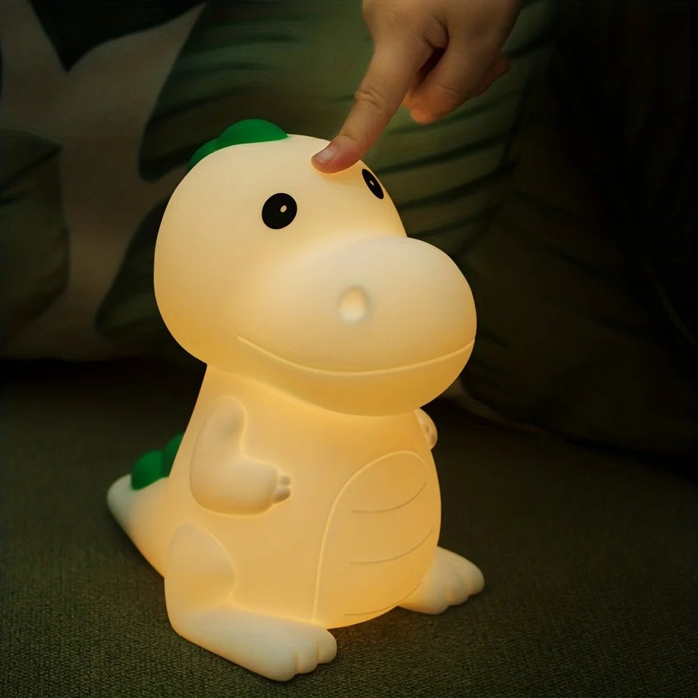 Veilleuse bébé en forme de dinosaure tactile – lumière chaude et apaisante activée au toucher – produit Kalinatur™
