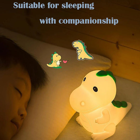 Veilleuse Dinosaure Bébé Kalinatur™ | Lampe de Nuit Silicone Douce, Rechargeable USB, Multicolore & Sans Onde