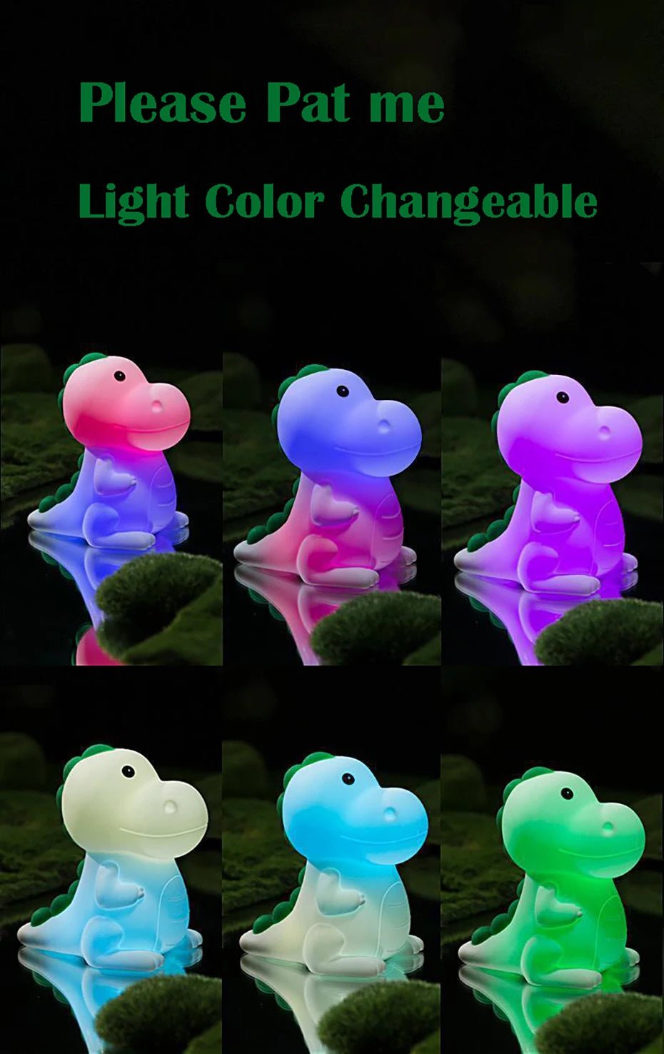 Veilleuse Dinosaure Bébé Kalinatur™ | Lampe de Nuit Silicone Douce, Rechargeable USB, Multicolore & Sans Onde