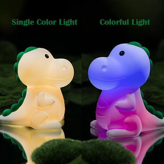 Veilleuse Dinosaure Bébé Kalinatur™ | Lampe de Nuit Silicone Douce, Rechargeable USB, Multicolore & Sans Onde