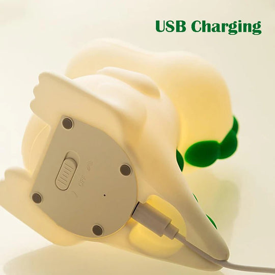 Veilleuse Dinosaure Bébé Kalinatur™ | Lampe de Nuit Silicone Douce, Rechargeable USB, Multicolore & Sans Onde