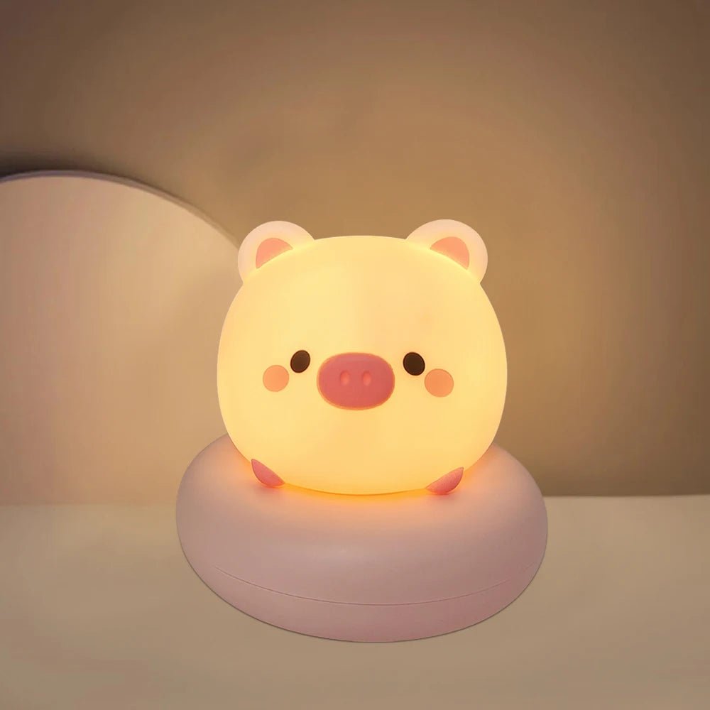 Veilleuse cochon rose pour bébé – lumière douce et apaisante – design kawaii mignon pour chambre d’enfant – aide au sommeil – Kalinatur™
