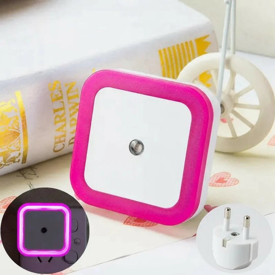 Veilleuse murale LED rose avec capteur crépusculaire et prise européenne – lumière automatique douce pour chambre bébé – Kalinatur™