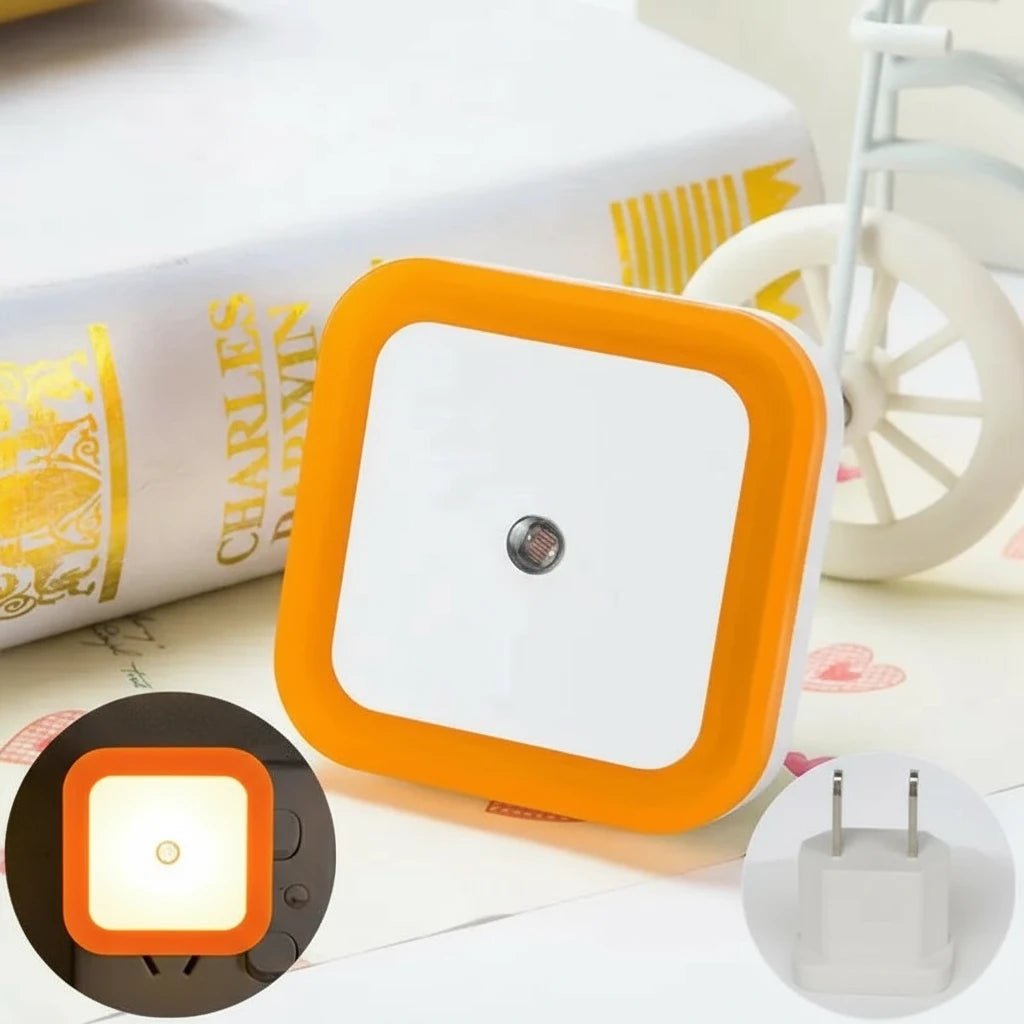 Veilleuse murale LED orange avec capteur de luminosité et prise européenne – lumière automatique douce pour chambre bébé – Kalinatur™
