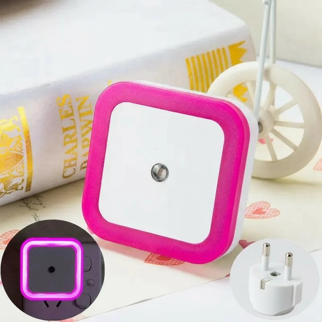 Veilleuse murale LED rose avec capteur crépusculaire et prise européenne – lumière automatique douce pour chambre bébé – Kalinatur™